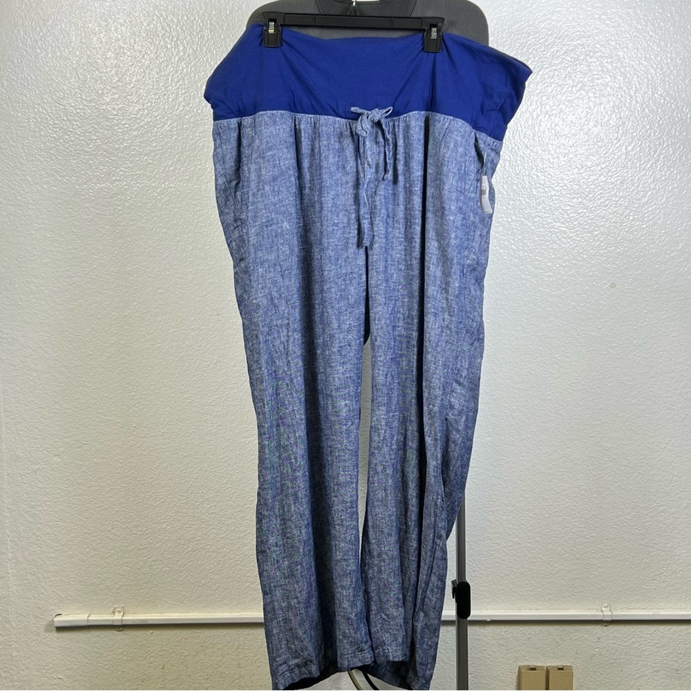 Old Navy Blue Maternity Linen‎ Pants